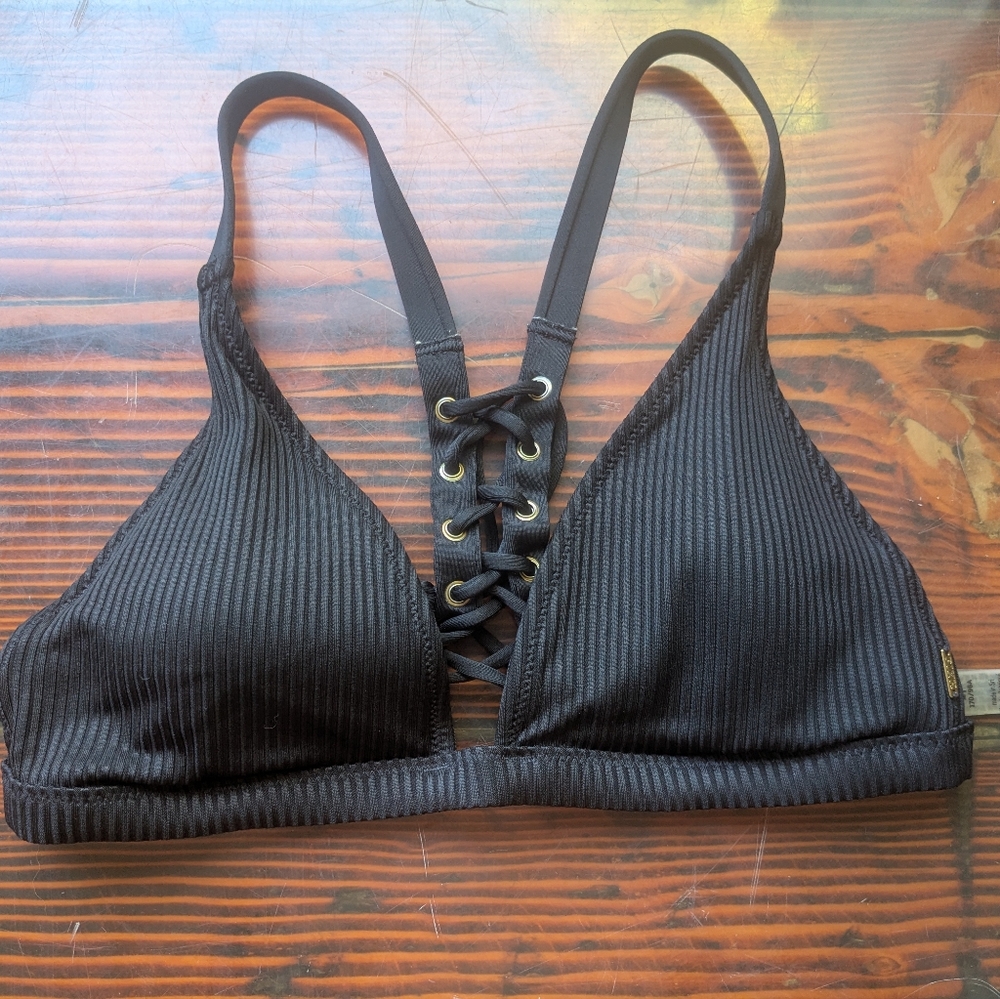 Victoria's Secret Black Lace-Up Bra